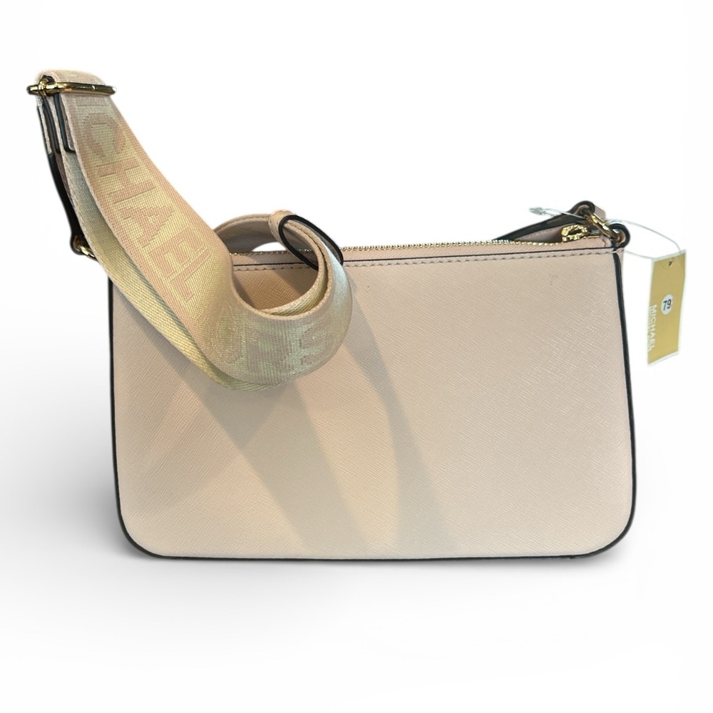 Michael Kors Retail $448 Jet Set Leather Blush Pink Logo Crossbody Bag for MAR - Picture 3 of 4